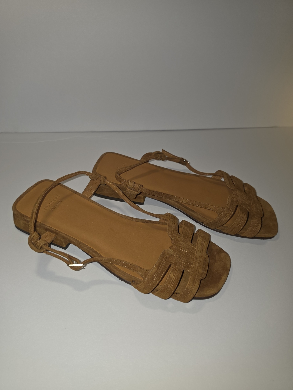 Sézane Josepha Caramel Suede Flat Sandals US 8 EU 39 - Picture 7 of 9